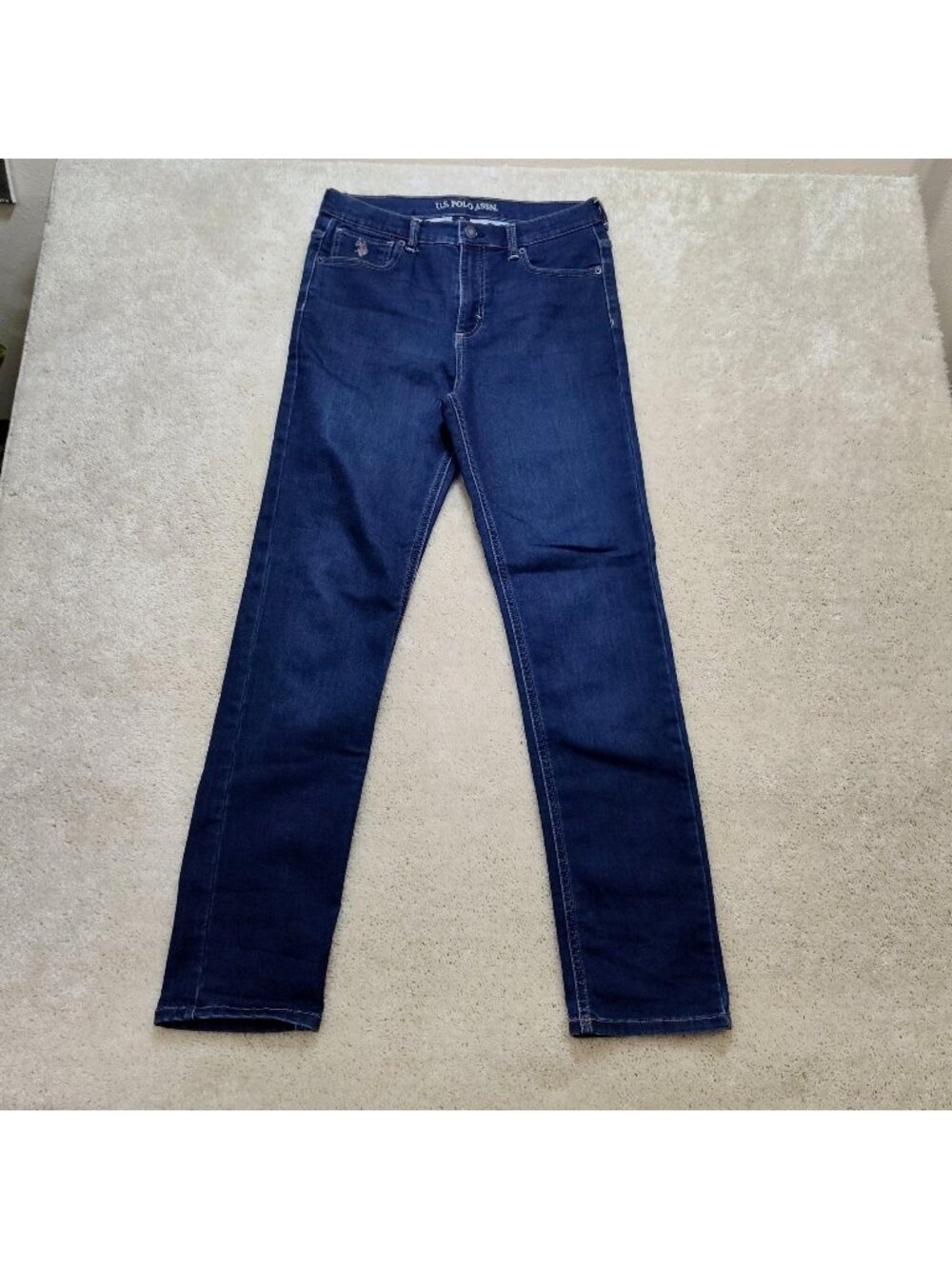 U.S. Polo Assn. Dark Wash Skinny Jeans Adjustable Waist Stretch Denim Women's 18